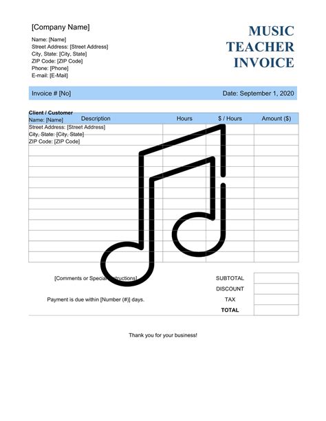 music invoice template